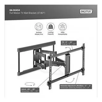 DIGITUS Plně pohyblivý TV nástěnný držák 37-80", 60 kg zatížení max., VESA: 200x100, 200x200, 300x200, 400x200, 300x300, 400x300