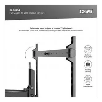 DIGITUS Plně pohyblivý TV nástěnný držák 37-80", 60 kg zatížení max., VESA: 200x100, 200x200, 300x200, 400x200, 300x300, 400x300