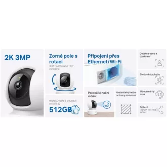 TP-Link Tapo C212 - IP kamera s naklápěním a WiFi, 3MP (2304 x 1296), ONVIF