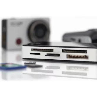 DIGITUS Čtečka karet USB 3.0 s připojovacím kabelem USB 1m Podpora karet MS / SD / SDHC / MiniSD / M2 / CF / MD / SDXC