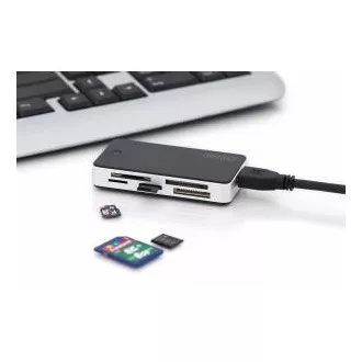 DIGITUS Čtečka karet USB 3.0 s připojovacím kabelem USB 1m Podpora karet MS / SD / SDHC / MiniSD / M2 / CF / MD / SDXC
