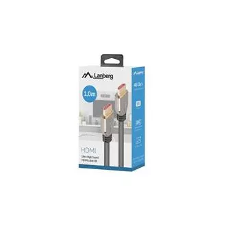LANBERG Ultra High Speed HDMI 2.1 kabel, 48 Gbps, 8K@60Hz, 5K@120Hz, délka 1m, černý, zlacené konektory