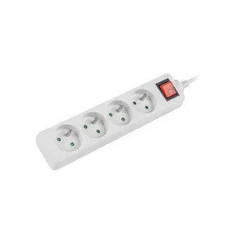 LANBERG Prodlužovací přívod 1.5M 4X klasická zásuvka s vypínačem měď kabel bílý
