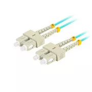 LANBERG optický patch cord MM SC/UPC-SC/UPC duplex 2m LSZH OM3 50/125 průměr 3mm, barva cyan