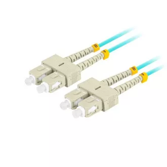 LANBERG optický patch cord MM SC/UPC-SC/UPC duplex 2m LSZH OM3 50/125 průměr 3mm, barva cyan LANBERG optický patch cord MM SC/UPC-SC/UPC duplex 2m LSZH OM3 50/125 průměr 3mm, barva cyan