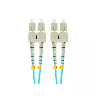 LANBERG optický patch cord MM SC/UPC-SC/UPC duplex 2m LSZH OM3 50/125 průměr 3mm, barva cyan LANBERG optický patch cord MM SC/UPC-SC/UPC duplex 2m LSZH OM3 50/125 průměr 3mm, barva cyan