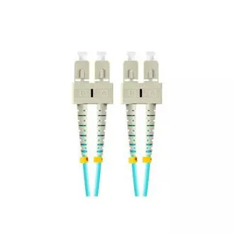 LANBERG optický patch cord MM SC/UPC-SC/UPC duplex 2m LSZH OM3 50/125 průměr 3mm, barva cyan LANBERG optický patch cord MM SC/UPC-SC/UPC duplex 2m LSZH OM3 50/125 průměr 3mm, barva cyan