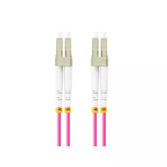 LANBERG optický patch cord MM LC/UPC-LC/UPC duplex 1m LSZH OM4 50/125 průměr 3mm, barva magenta