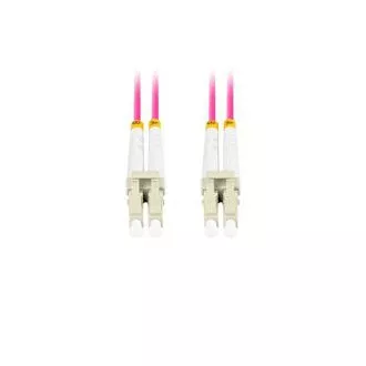 LANBERG optický patch cord MM LC/UPC-LC/UPC duplex 1m LSZH OM4 50/125 průměr 3mm, barva magenta