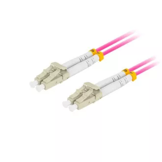 LANBERG optický patch cord MM LC/UPC-LC/UPC duplex 2m LSZH OM4 50/125 průměr 3mm, barva magenta