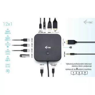 I-tec USB-C HDMI + Dual DP Docking Station with Power Delivery 100 W + i-tec Universal Charger 112 W