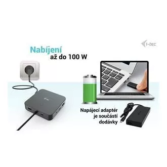 I-tec USB-C HDMI + Dual DP Docking Station with Power Delivery 100 W + i-tec Universal Charger 112 W