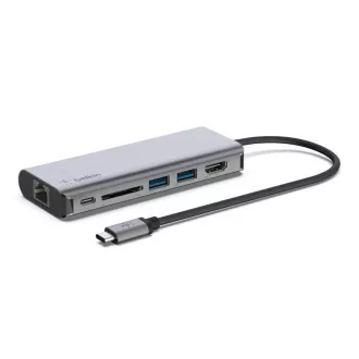 Belkin USB-C 6v1 hub - 4K HDMI, USB-C PD 3.0, 2x USB-A 3.0, RJ45, čtečka SD karet Belkin USB-C 6v1 hub - 4K HDMI, USB-C PD 3.0, 2x USB-A 3.0, RJ45, čtečka SD karet
