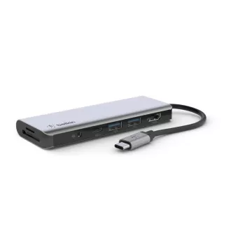 Belkin USB-C 7v1 Multiport adapter - 4K HDMI, USB-C PD 3.0, 2x USB-A 3.0, čtečka SD a micro SD karet, 3,5mm jack Belkin USB-C 7v1 Multiport adapter - 4K HDMI, USB-C PD 3.0, 2x USB-A 3.0, čtečka SD a micro SD karet, 3,5mm jack