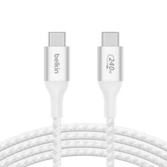 Belkin BOOST CHARGE™ USB-C/USB-C kabel 240W, 2m, bílý - odolný Belkin BOOST CHARGE™ USB-C/USB-C kabel 240W, 2m, bílý - odolný