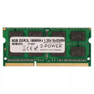 2-Power 8GB PC3L-14900S 1866MHz DDR3 CL13 1.35V SoDIMM 2Rx8 1.35V (DOŽIVOTNÍ ZÁRUKA) 2-Power 8GB PC3L-14900S 1866MHz DDR3 CL13 1.35V SoDIMM 2Rx8 1.35V (DOŽIVOTNÍ ZÁRUKA)