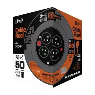 Emos prodlužovací buben - 4 zásuvky, 50m, 1.5mm, PVC, IP20