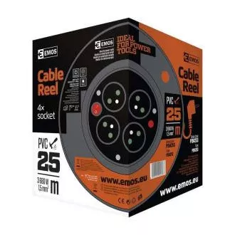 Emos prodlužovací buben - 4 zásuvky, 25m, 1.5mm, PVC, IP20