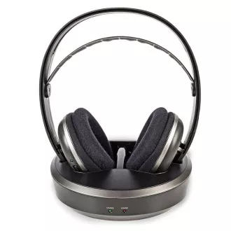 Nedis HPRF210BK - Bezdrátová Sluchátka | Rádiová Frekvence (RF) | Over-ear | Nabíjecí Základna | Černá / Stříbrná