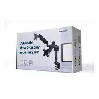 GEMBIRD Držák 2 monitorů na stůl MA-DA2P-01, naklápěcí, až do 32" a 9kg, černý