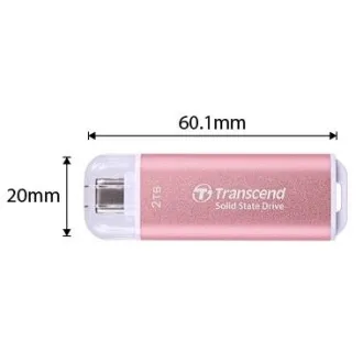 Transcend ESD300P 2TB, External SSD, USB 10Gbps, Type C, 1050MB/R, 950MB/W, růžový