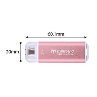 Transcend ESD300P 2TB, External SSD, USB 10Gbps, Type C, 1050MB/R, 950MB/W, růžový