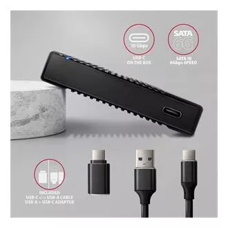 AXAGON EE25-GTR, USB-C 10Gbps - SATA 6G 2.5" RIBBED box, černý
