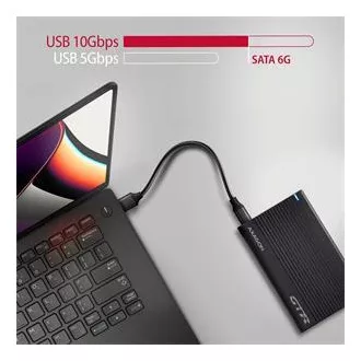 AXAGON EE25-GTR, USB-C 10Gbps - SATA 6G 2.5" RIBBED box, černý