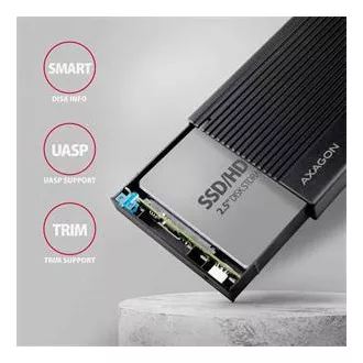 AXAGON EE25-GTR, USB-C 10Gbps - SATA 6G 2.5" RIBBED box, černý