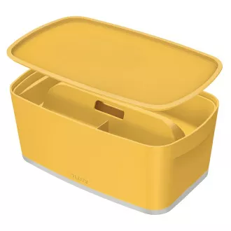 LEITZ Úložný box s víkem MyBox Cosy + Organizér s držadlem, velikost S, teplá žlutá