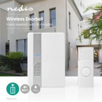 Nedis DOORB223CWT - Sada Bezdrátového Domovního Zvonku | Napájení ze Sítě | 36 Melodií Nedis DOORB223CWT - Sada Bezdrátového Domovního Zvonku | Napájení ze Sítě | 36 Melodií
