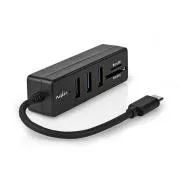 Nedis CCGB64780BK01 - USB hub| 1x USB-C™ | 1x USB A / 1x USB-C™ | 4 Porty port(s) | USB 2.0 | Napájení z USB | SD & Micr