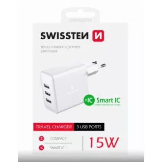 SWISSTEN SÍŤOVÝ ADAPTÉR 3x USB 3A 15W BÍLÝ SWISSTEN SÍŤOVÝ ADAPTÉR 3x USB 3A 15W BÍLÝ