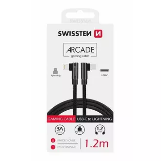 SWISSTEN TEXTILNÍ DATOVÝ KABEL ARCADE USB-C / LIGHTNING 1,2 M ČERNÝ SWISSTEN TEXTILNÍ DATOVÝ KABEL ARCADE USB-C / LIGHTNING 1,2 M ČERNÝ