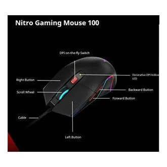 ACER NITRO myš NMW100 černá, až 7200 DPI, kabelová, 6 tlačítek, retail balení ACER NITRO myš NMW100 černá, až 7200 DPI, kabelová, 6 tlačítek, retail balení