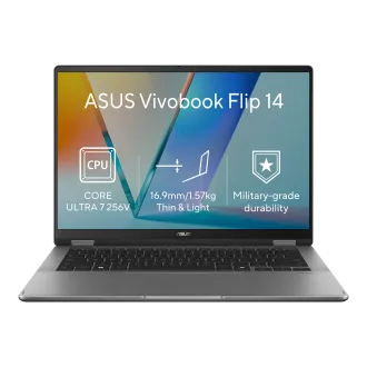 ASUS Vivobook 14 Flip - Ultra 7 Processor 256V/16GB/1TB SSD/14"/WUXGA/OLED/Touch/2y PUR/Win 11 Home/šedá ASUS Vivobook 14 Flip - Ultra 7 Processor 256V/16GB/1TB SSD/14"/WUXGA/OLED/Touch/2y PUR/Win 11 Home/šedá