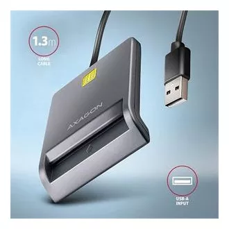 AXAGON CRE-SM3T, USB-A FlatReader čtečka kontaktních karet Smart card (eObčanka), kabel 1.3m