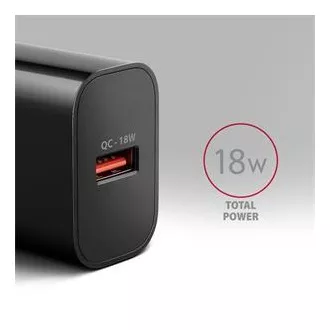 AXAGON ACU-QC18, Nabíječka do sítě 18W, 1x port USB-A, QC3.0/AFC/Apple, černá