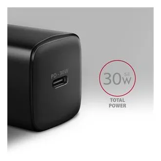 AXAGON ACU-PD30, Sil nabíječka do sítě 30W, 1x port USB-C, PD3.0/PPS/QC4+/SFC/AFC/Apple, černá