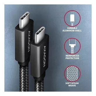 AXAGON BUCM32-CM05AB, SPEED+ kabel USB-C <-> USB-C, 0.5m, USB 20Gbps, PD 100W 5A, 4K HD, ALU, oplet, černý