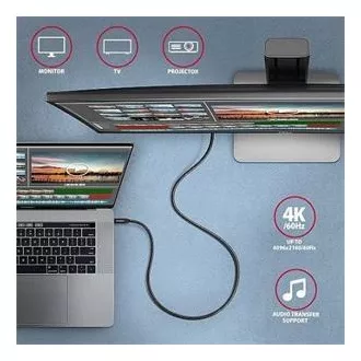 AXAGON BUCM32-CM05AB, SPEED+ kabel USB-C <-> USB-C, 0.5m, USB 20Gbps, PD 100W 5A, 4K HD, ALU, oplet, černý
