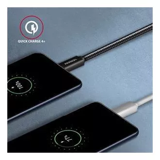 AXAGON BUCM32-CM05AB, SPEED+ kabel USB-C <-> USB-C, 0.5m, USB 20Gbps, PD 100W 5A, 4K HD, ALU, oplet, černý