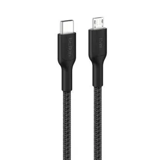 Belkin BOOST CHARGE PRO USB-C/microUSB, 1m, černý - odolný Belkin BOOST CHARGE PRO USB-C/microUSB, 1m, černý - odolný