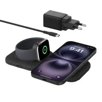 Belkin BOOST CHARGE PRO Qi2 2v1 Bezdrátová skládací cestovní podložka pro iPhone/Apple Watch/AirPods, černá