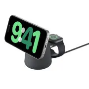Belkin BOOST CHARGE PRO Qi2 2v1 Nabíjecí stojánek pro iPhone/Apple Watch/AirPods, tmavě šedý