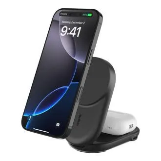 Belkin UltraCharge Qi2 25W 2v1 Magnetická skládací nabíječka pro iPhone/AirPods, s USB-C, černá