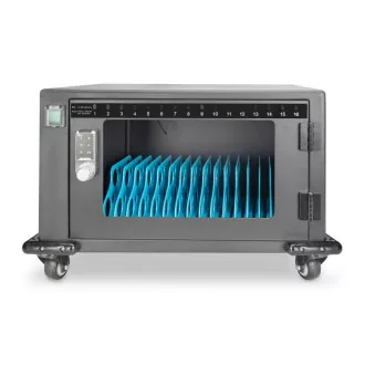 DIGITUS Nabíjecí vozík, 14", USB-C, elektronický PIN zámek,16 nabíjecích základen, ventilátor, 384 x 550 x 375 mm, černá