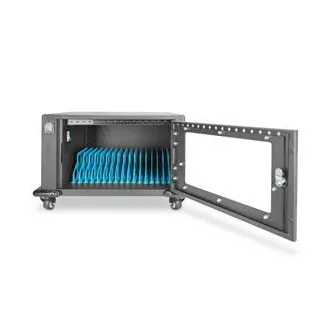 DIGITUS Nabíjecí vozík, 14", USB-C, elektronický PIN zámek,16 nabíjecích základen, ventilátor, 384 x 550 x 375 mm, černá
