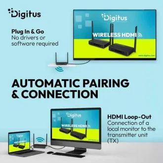 DIGITUS 4K/60Hz Wireless HDMI KVM Extender Set, 100m, black DIGITUS 4K/60Hz Wireless HDMI KVM Extender Set, 100m, black