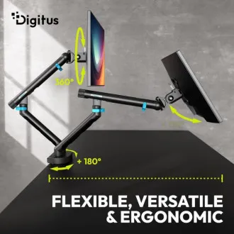 Digitus držák na dva monitory 2x 35"/10 kg, mechanická pružina, VESA: 75x75, 100x100, černý